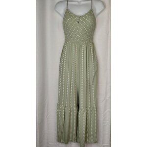 Sincerly Jules Green Strappy Maxi Dress With Floral Print & Smocked Bodice